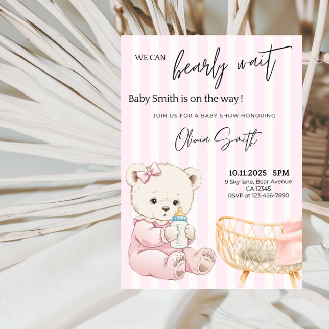 We Can Bearly Wait Baby Shower - Cute Brown Bear Invitation (Creator Uploaded)