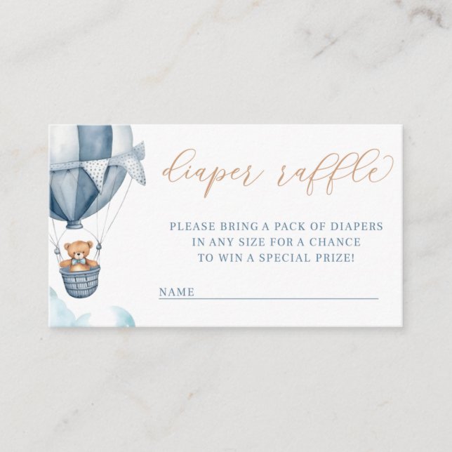 We Can Bearly Wait Baby Shower Diaper Raffle  Enclosure Card (Front)