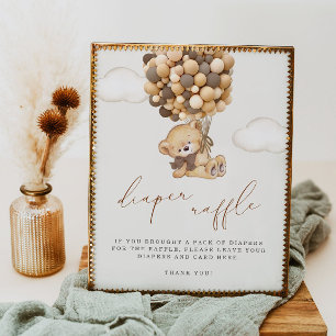 We Can Bearly Wait Baby Shower Diaper Raffle Poste Poster
