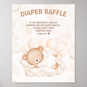 We Can Bearly Wait Baby Shower Diaper Raffle Poster