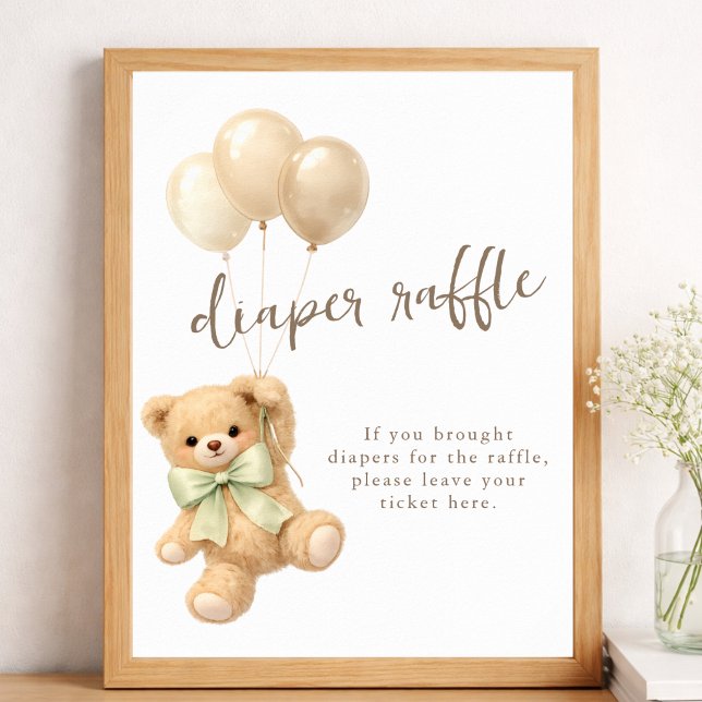 We Can Bearly Wait Baby Shower Diaper Raffle Poster (Creator Uploaded)