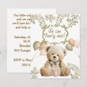 We Can Bearly Wait Baby Shower Digital Download Invitation