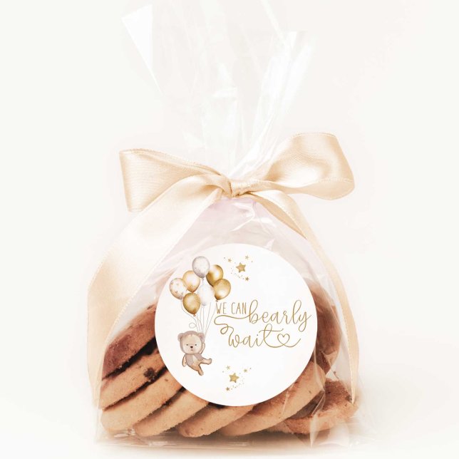 We Can Bearly Wait Baby Shower Favour Decor Classic Round Sticker (Creator Uploaded)
