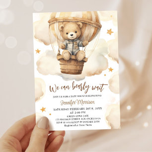We Can Bearly Wait Baby Shower Gender Neutral   Invitation