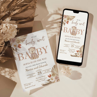 We can Bearly Wait Baby Shower Gender Neutral Invitation