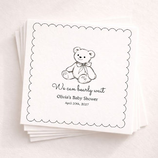 "We Can Bearly Wait" Baby Shower Gender Neutral Napkin