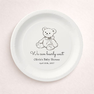 "We Can Bearly Wait" Baby Shower Gender Neutral Paper Plate
