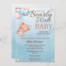 We Can Bearly Wait Baby Shower  Invitation