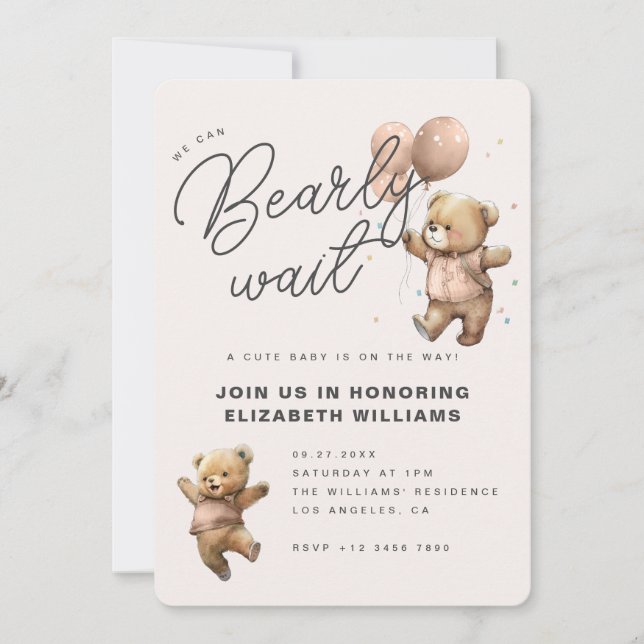 We Can Bearly Wait Baby Shower Invitation (Front)