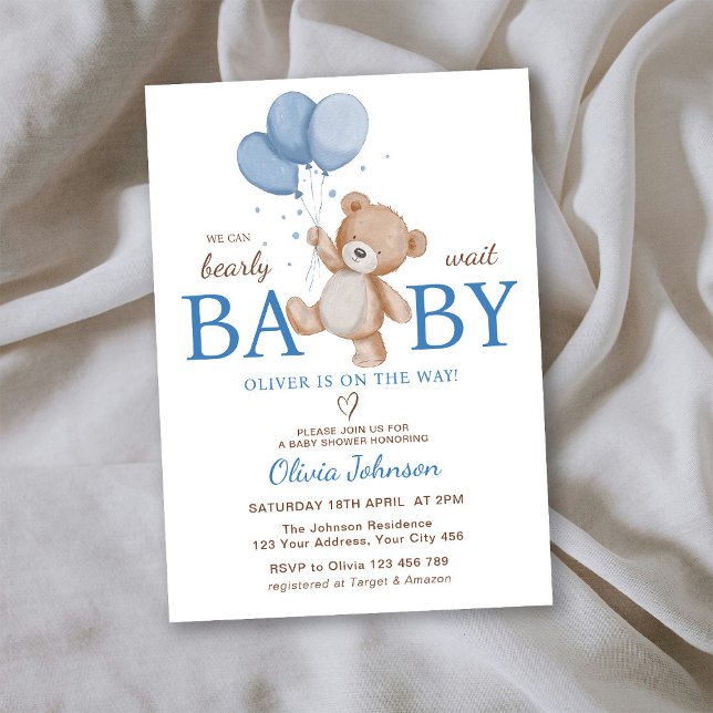 We Can Bearly Wait Baby Shower Invitation (Creator Uploaded)