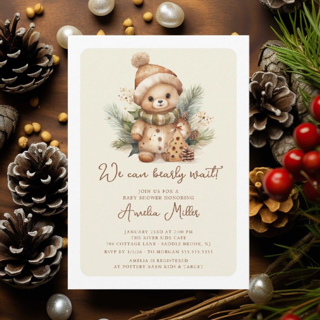 We Can Bearly Wait Baby Shower Invitation (Creator Uploaded)