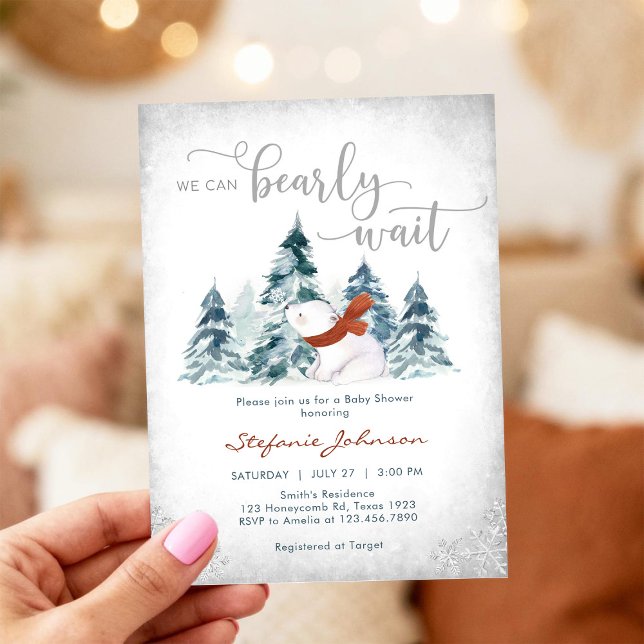 We Can Bearly Wait Baby Shower Invitation (Creator Uploaded)