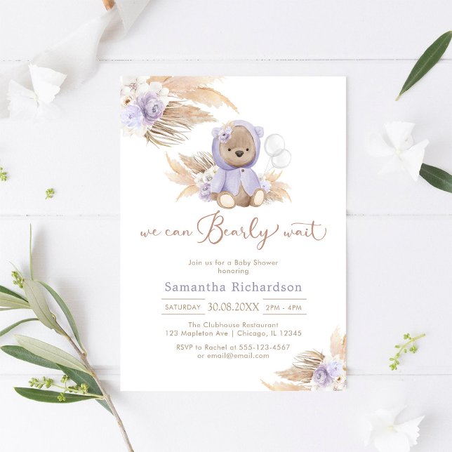 We Can Bearly Wait Baby Shower Invitation (Creator Uploaded)