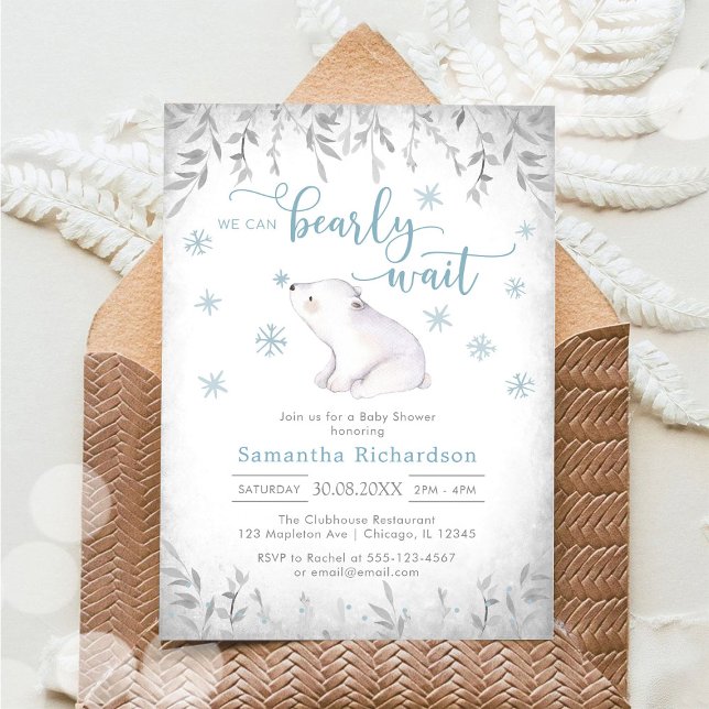 We Can Bearly Wait Baby Shower Invitation (Creator Uploaded)