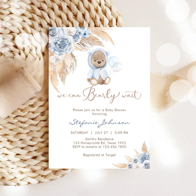 We Can Bearly Wait Baby Shower Invitation (Creator Uploaded)