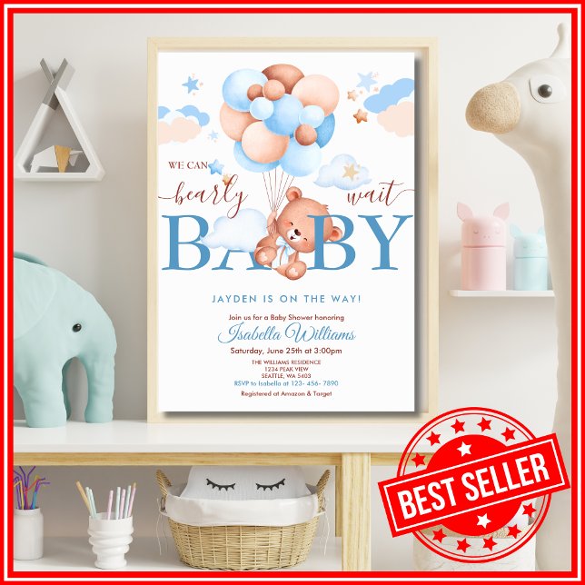 We Can Bearly Wait Baby Shower Invitation (Creator Uploaded)