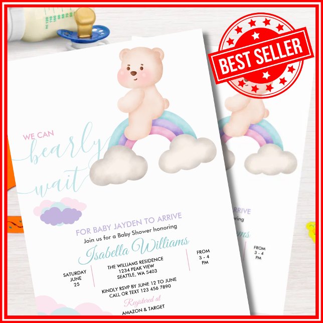 We Can Bearly Wait Baby Shower Invitation (Creator Uploaded)