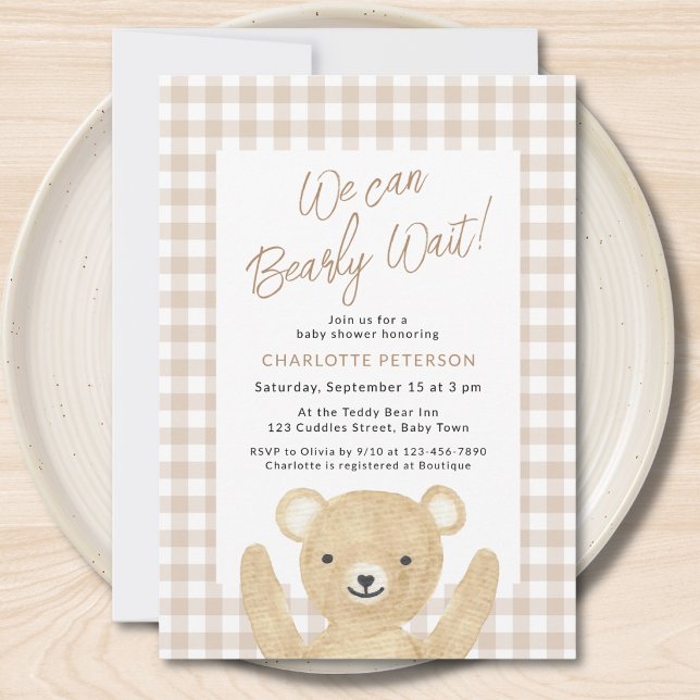 We Can Bearly Wait Baby Shower  Invitation (Creator Uploaded)