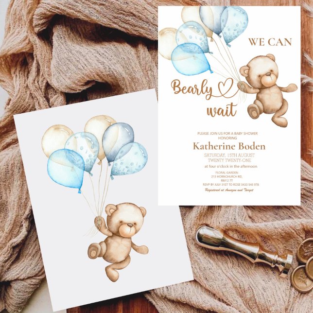 We can bearly wait baby shower invitation  (Creator Uploaded)