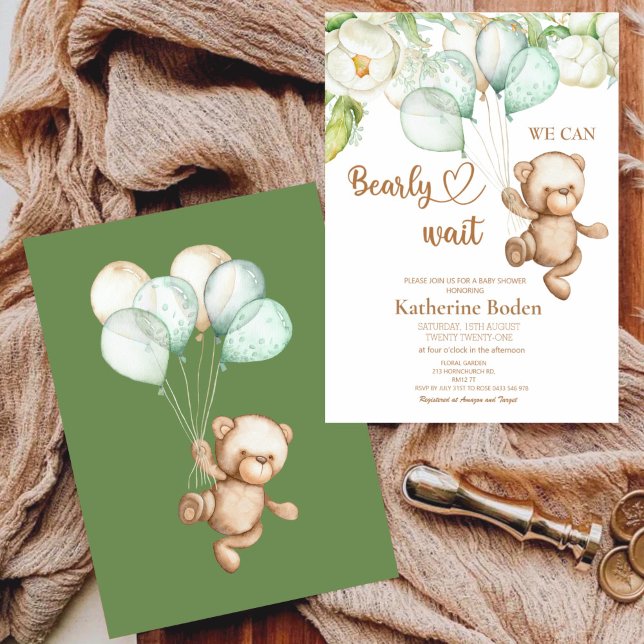 We can bearly wait baby shower invitation (Creator Uploaded)