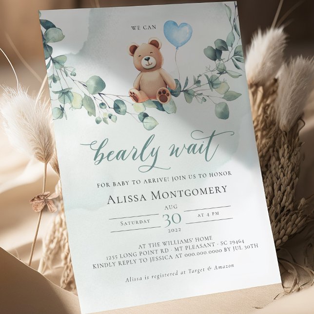 We Can Bearly Wait! Baby Shower Invitation (Creator Uploaded)