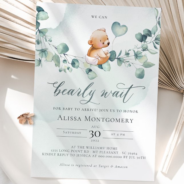 We Can Bearly Wait! Baby Shower Invitation (Creator Uploaded)