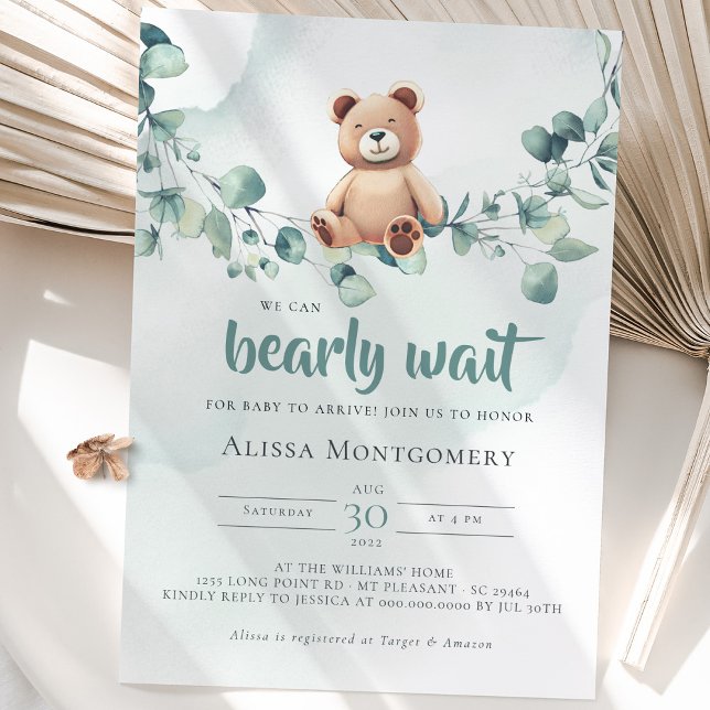 We Can Bearly Wait! Baby Shower Invitation (Creator Uploaded)