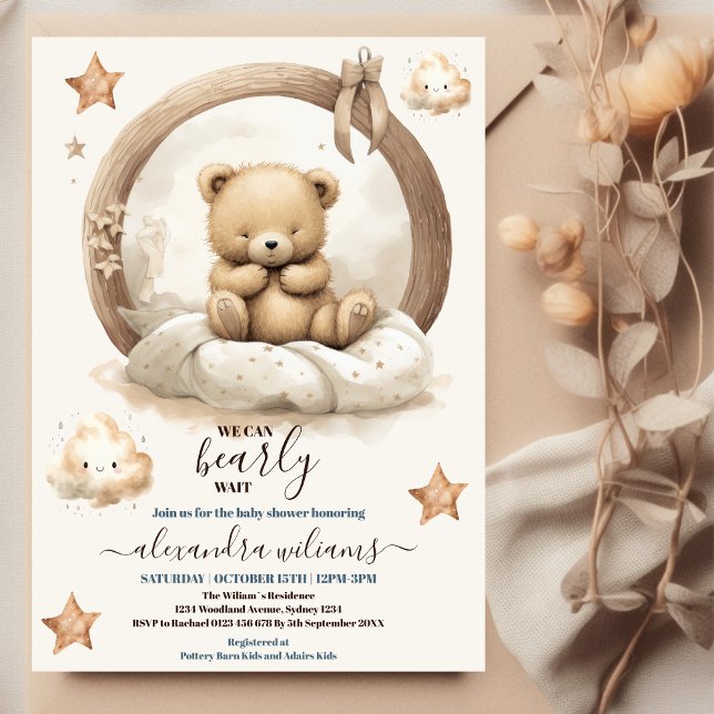 We Can Bearly Wait Baby Shower Invitation (Creator Uploaded)