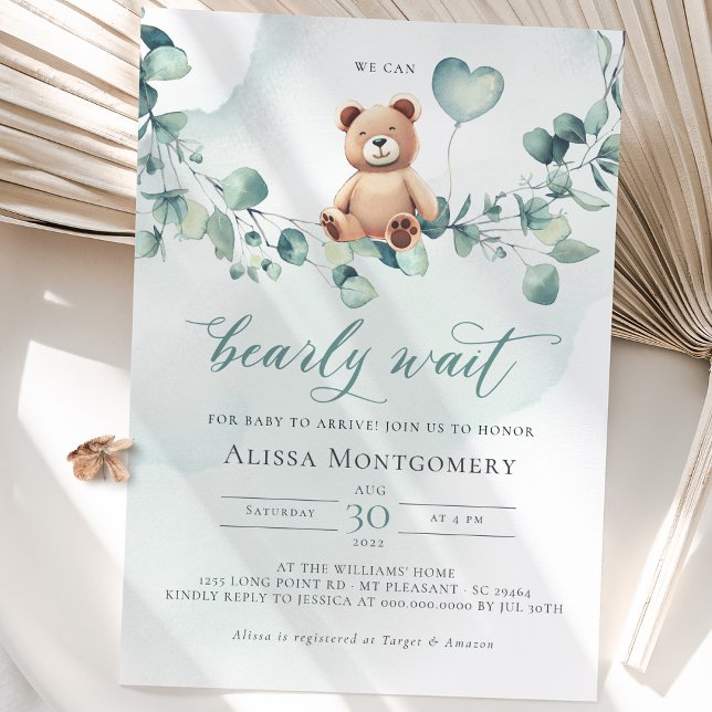 We Can Bearly Wait! Baby Shower Invitation (Creator Uploaded)