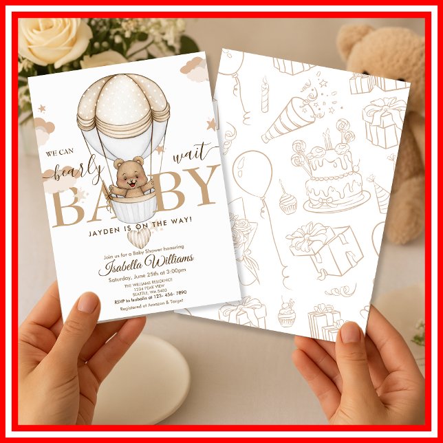 We Can Bearly Wait Baby Shower Invitation (Creator Uploaded)