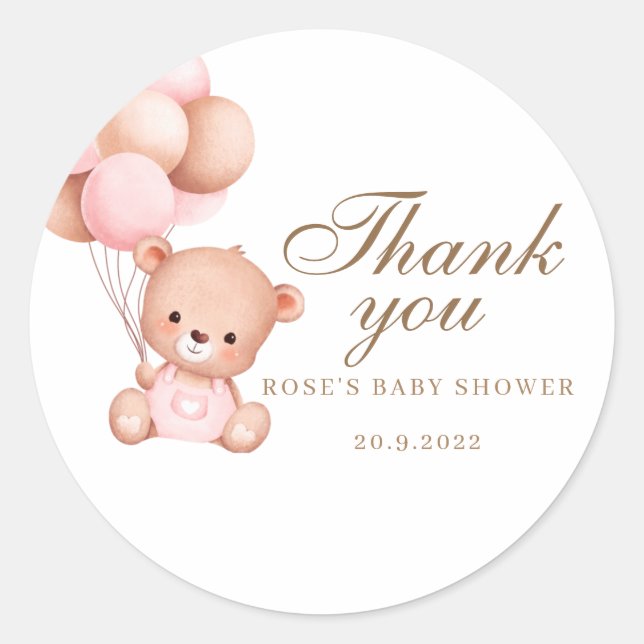 We Can Bearly Wait Baby Shower Invite Classic Round Sticker (Front)
