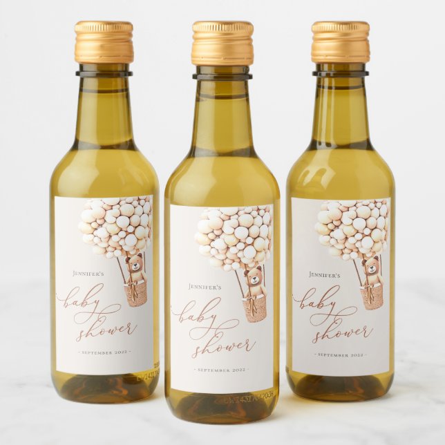 We Can Bearly Wait! Baby Shower Mini Wine Label (Bottles)
