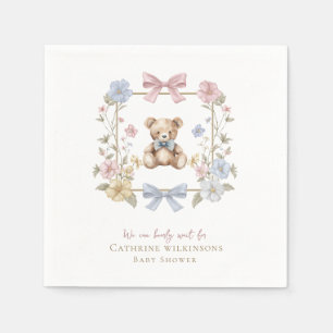 we can bearly wait baby shower napkin
