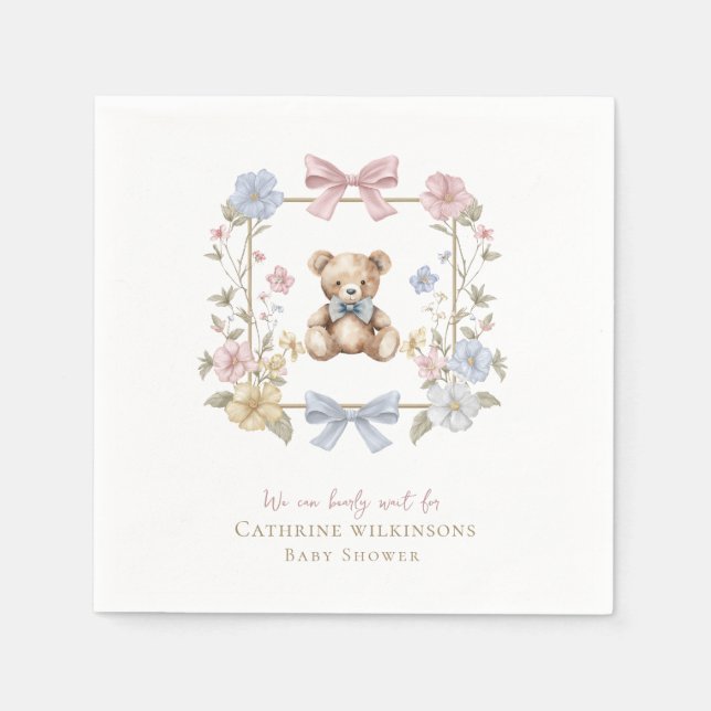 we can bearly wait baby shower  napkin (Front)