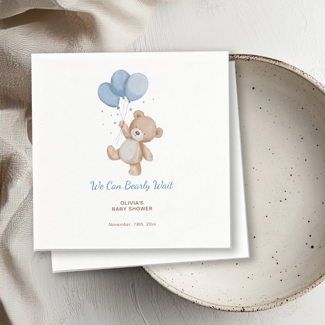 We Can Bearly Wait Baby Shower Napkin (Creator Uploaded)