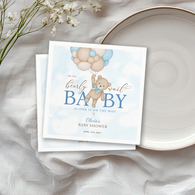We Can Bearly Wait Baby Shower Napkin (Creator Uploaded)
