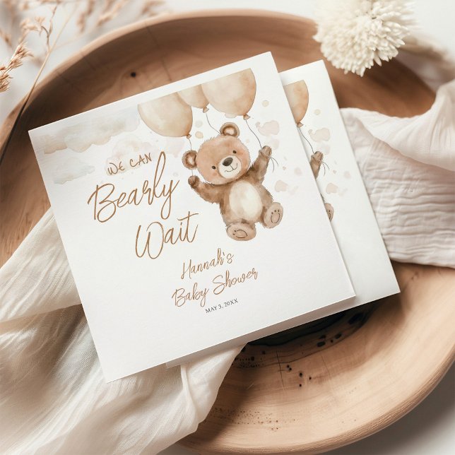 We Can Bearly Wait Baby Shower Napkin (Creator Uploaded)