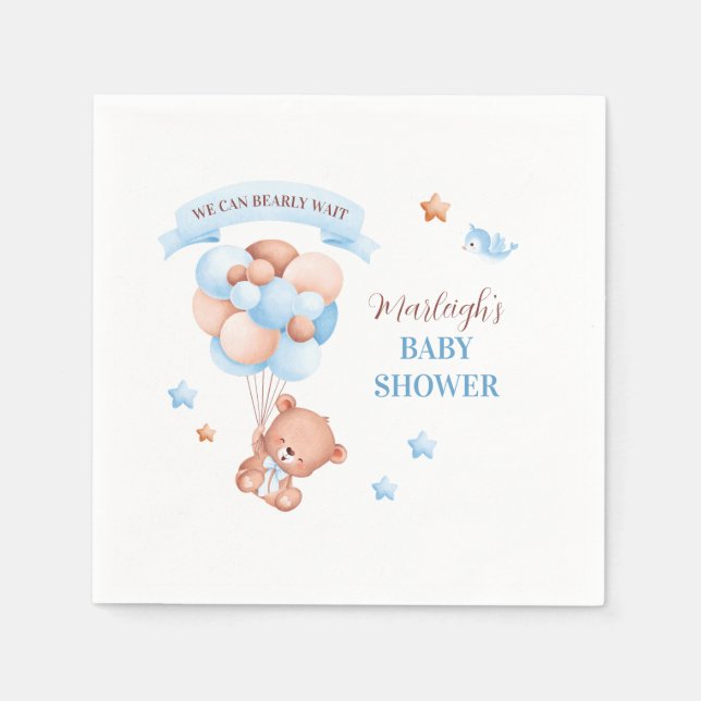 We Can Bearly Wait Baby Shower Napkin (Front)