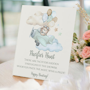 We Can Bearly Wait Baby Shower Pacifier Hunt Game Pedestal Sign
