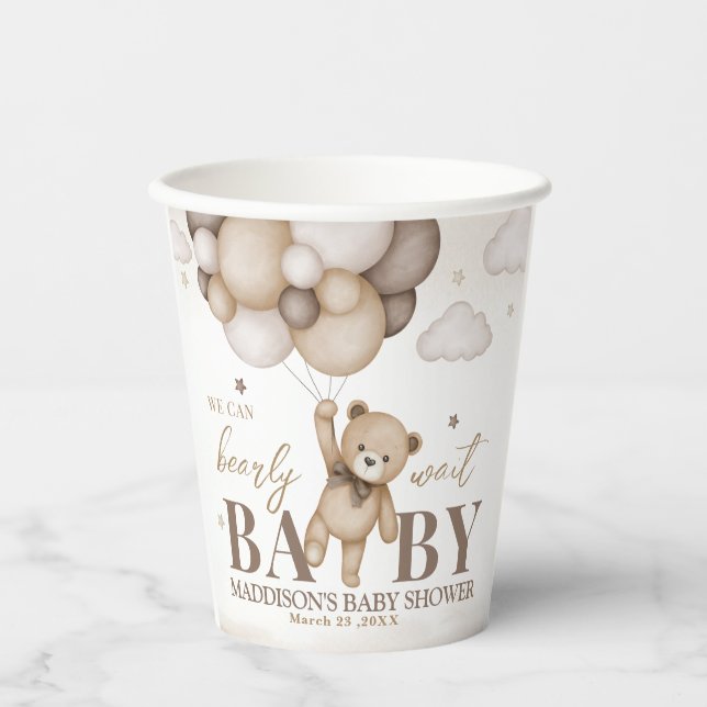 We Can Bearly Wait Baby Shower Paper cup (Front)
