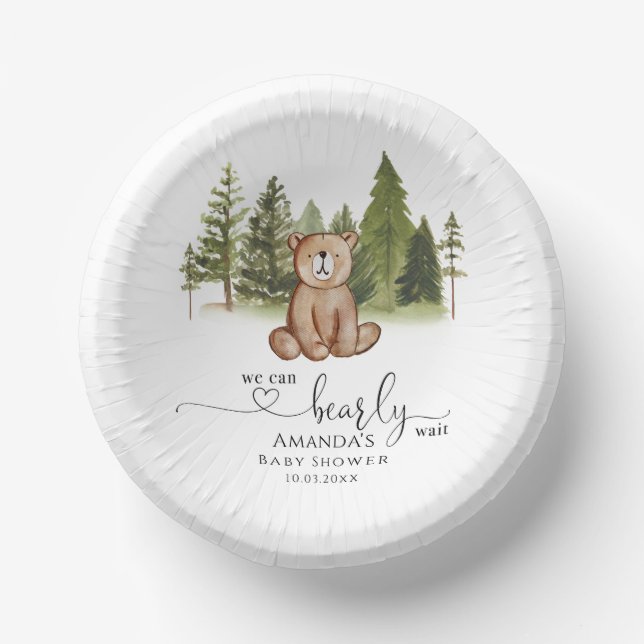 We Can Bearly Wait Baby Shower  Paper Plate (Front)