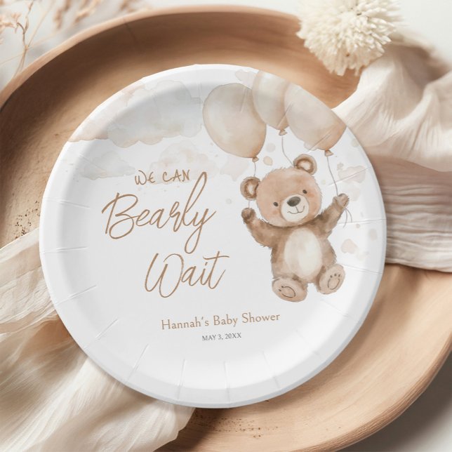 We Can Bearly Wait Baby Shower Paper Plate (Creator Uploaded)