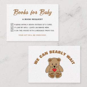 We Can Bearly Wait Baby Shower Please Bring A Book Enclosure Card