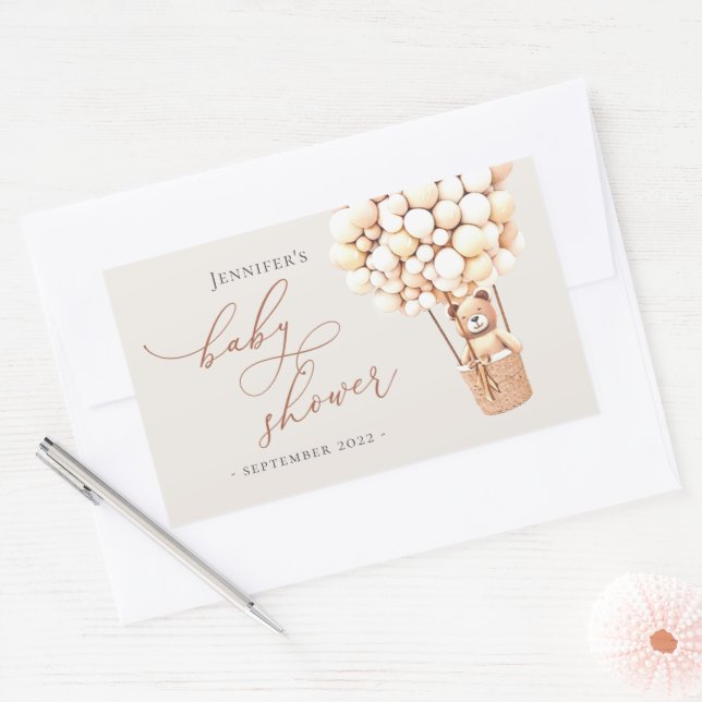 We Can Bearly Wait! Baby Shower Rectangular Sticker (Envelope)