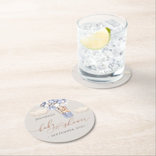 We Can Bearly Wait! Baby Shower Round Paper Coaste Coaster