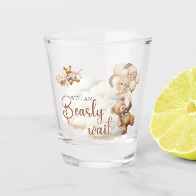 We Can Bearly Wait Baby Shower Shot Glass (Front)