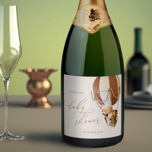 We Can Bearly Wait! Baby Shower Sparkling Wine Lab Label (Creator Uploaded)