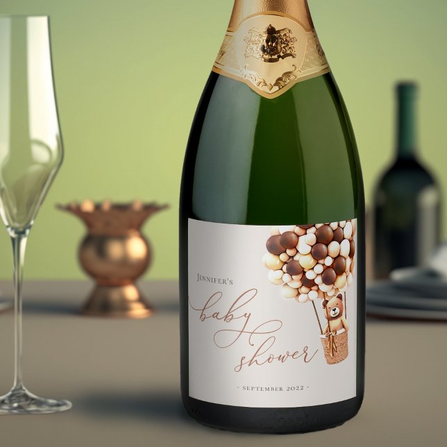 We Can Bearly Wait! Baby Shower Sparkling Wine Lab Label (Creator Uploaded)