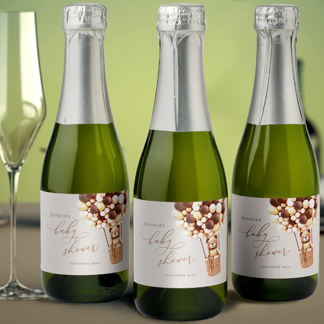 We Can Bearly Wait! Baby Shower Sparkling Wine Lab Label (Creator Uploaded)