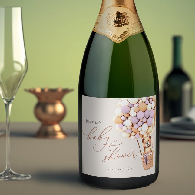 We Can Bearly Wait! Baby Shower Sparkling Wine Lab Label (Creator Uploaded)